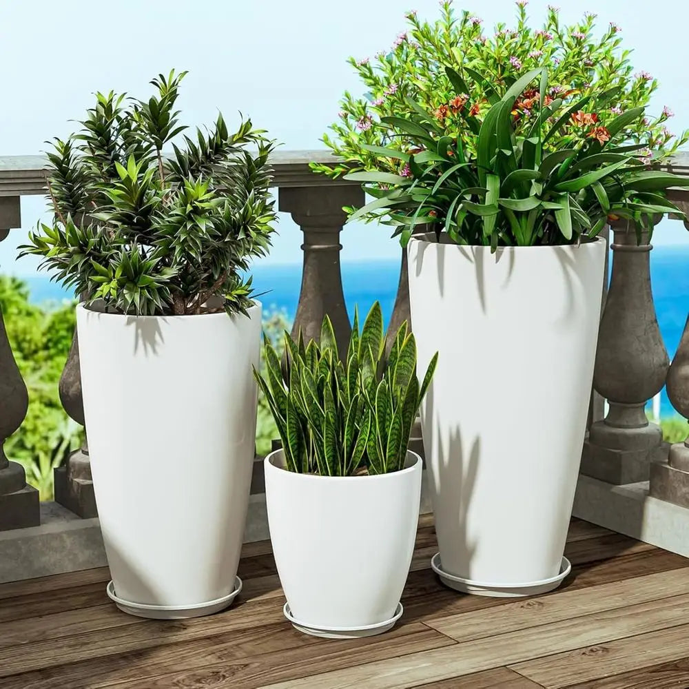 Set Of 3 Planters With Drainage Holes Indoor Outdoor