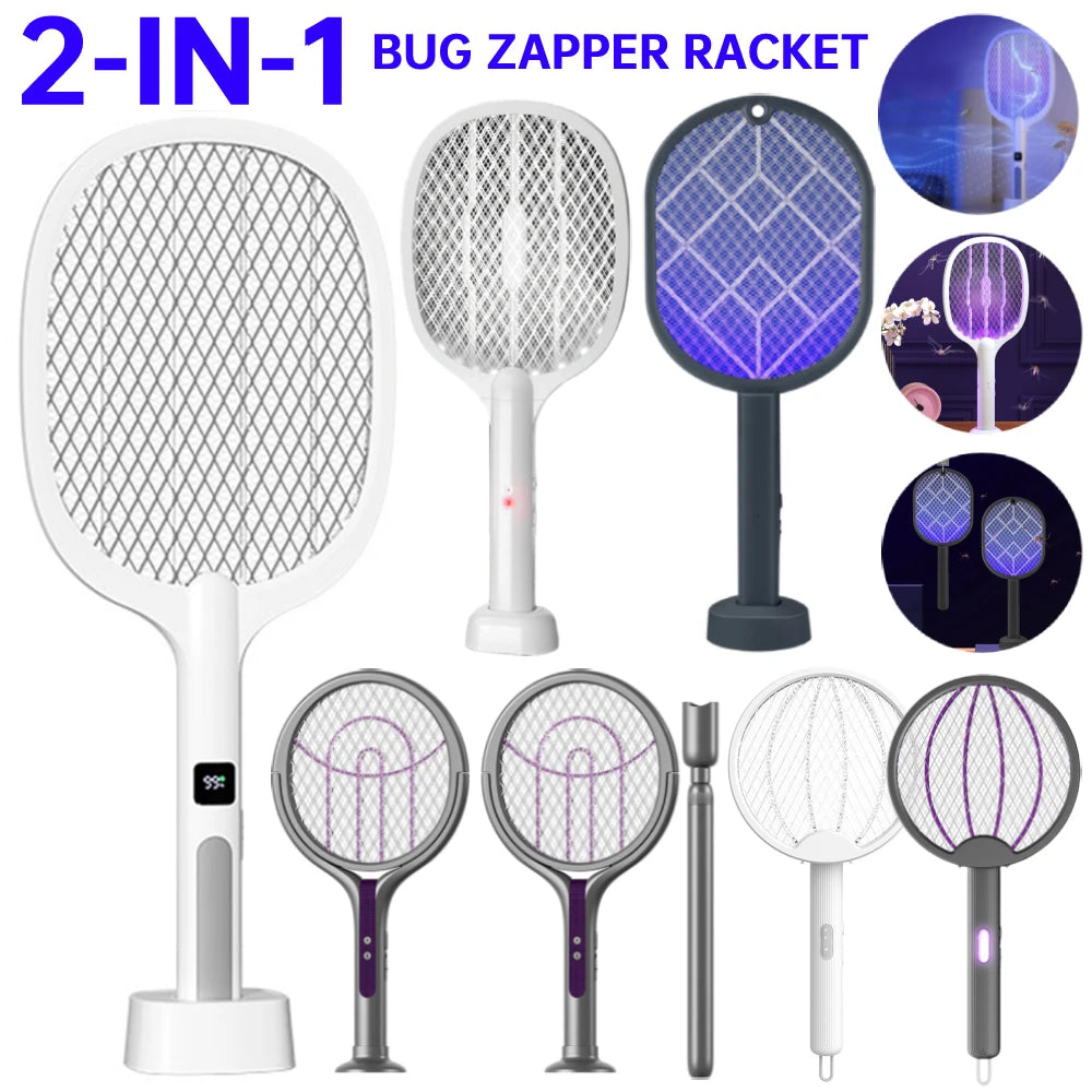 Rechargeable Electric Fly Swatter Mosquito Zapper Racket Lamp