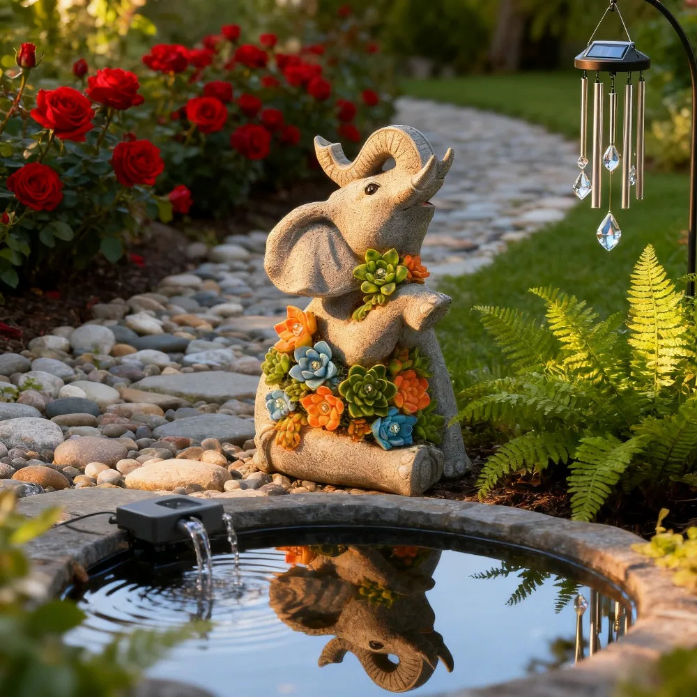Solar Garden Turtle Dragon Elephant Statue Light Outdoor Decor