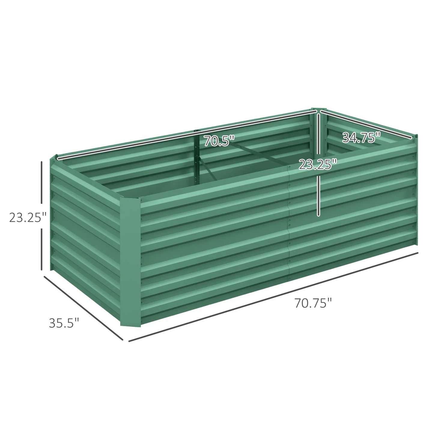 Outsunny Galvanized Raised Garden Bed Kit With Reinforcing Bars Vegetables