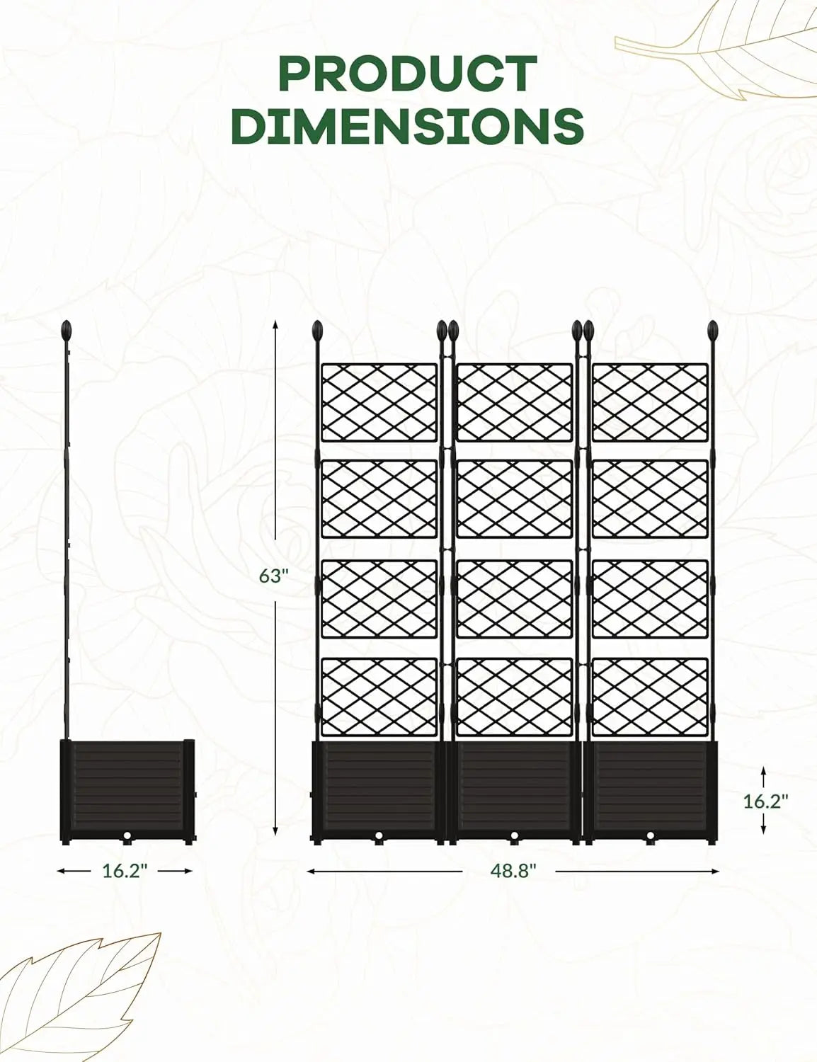 HiMISS Plastic Planter With Metal Trellis For Climbing Plants