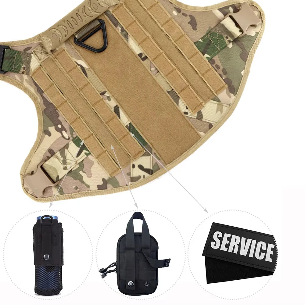 Military Large Dog Harness Vest Set With Patches For Malinois