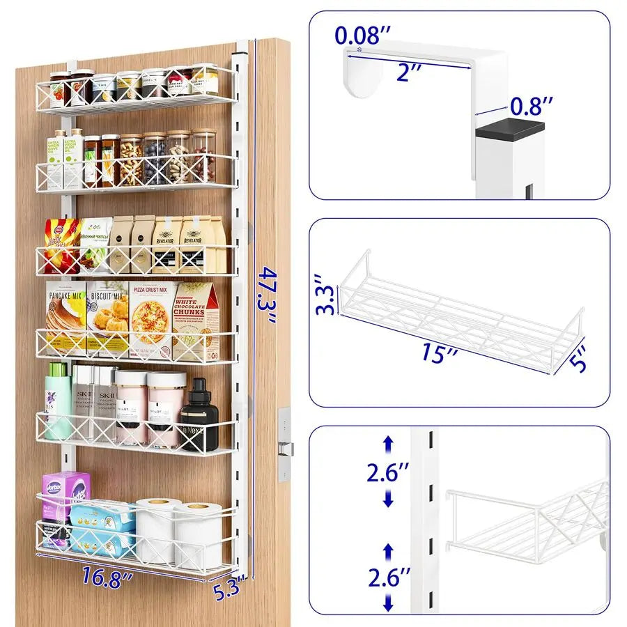 Over The Door Organizer 6 Tier Pantry Hanging Spice Rack
