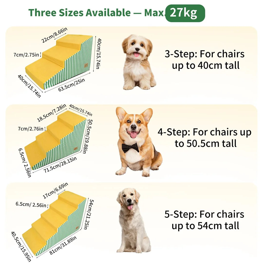 Pet Stairs For Dogs With Non Slip Foam Ramp For Easy Access