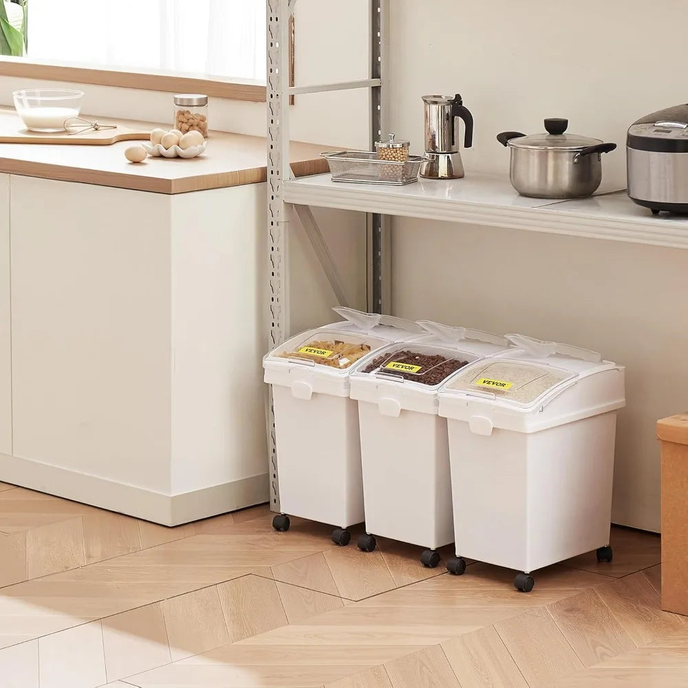 Ingredient Storage Bin With Wheels Sliding Lid And Scoop