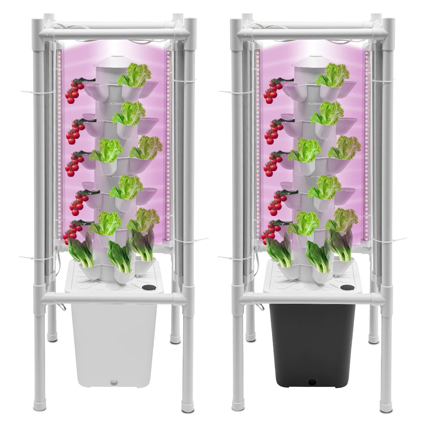 6-Tier Hydroponics Vertical Growing Kit With 30 Planting Holes And LED Lighting