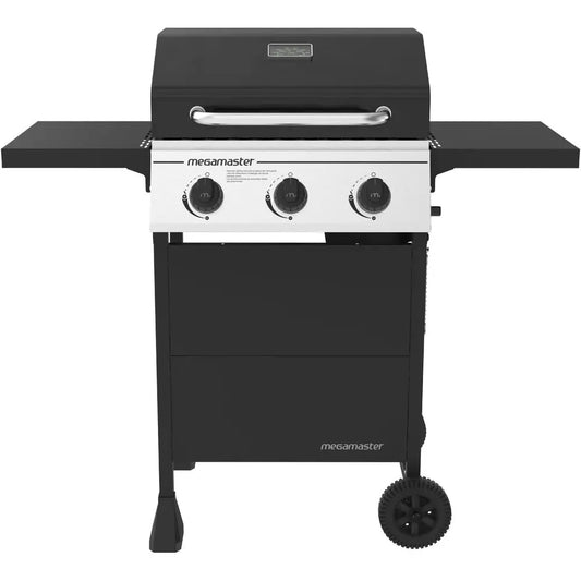 3 Burner Propane Gas Grill With Folding Side Tables