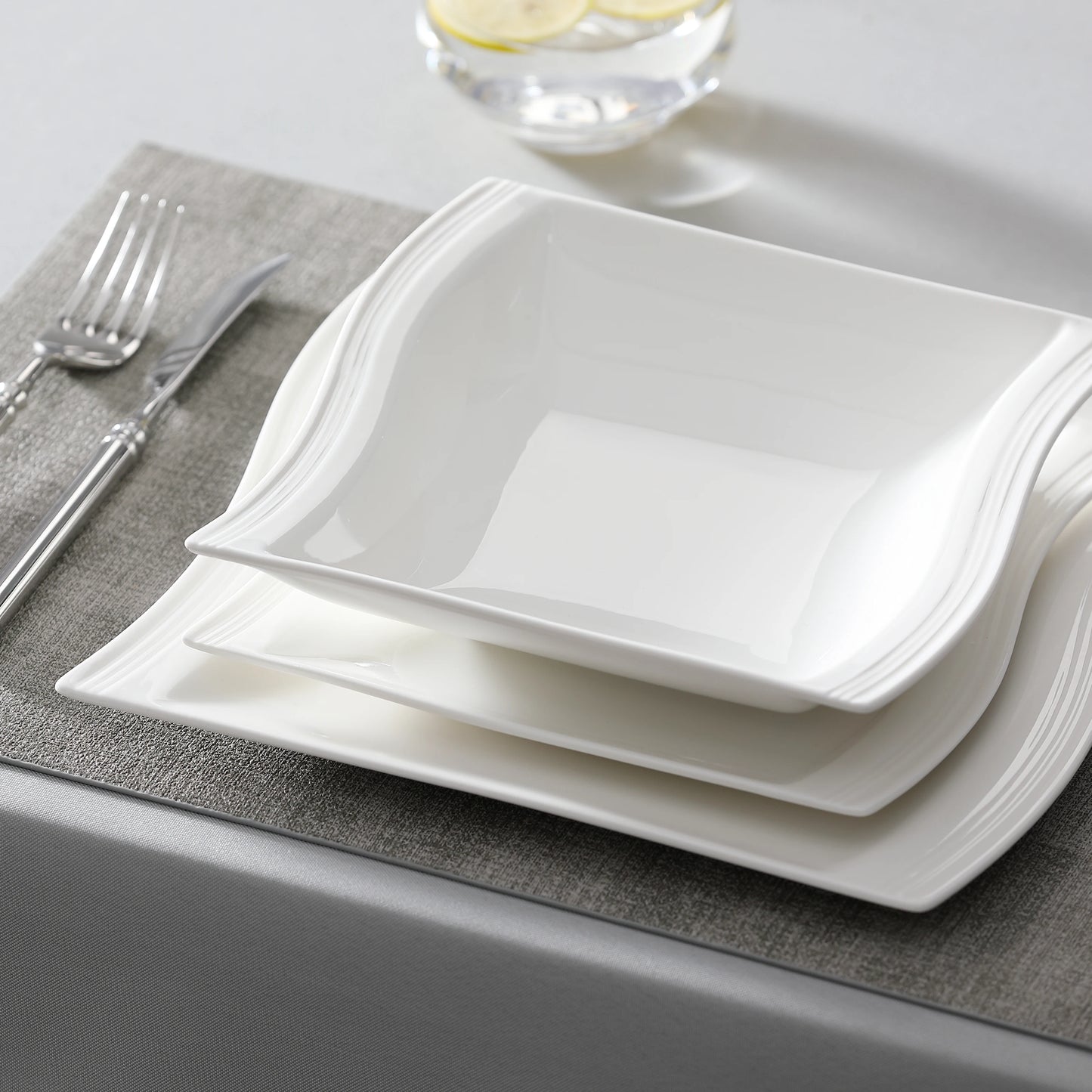 Malacasa White Porcelain Dinnerware Set For Everyday Dining