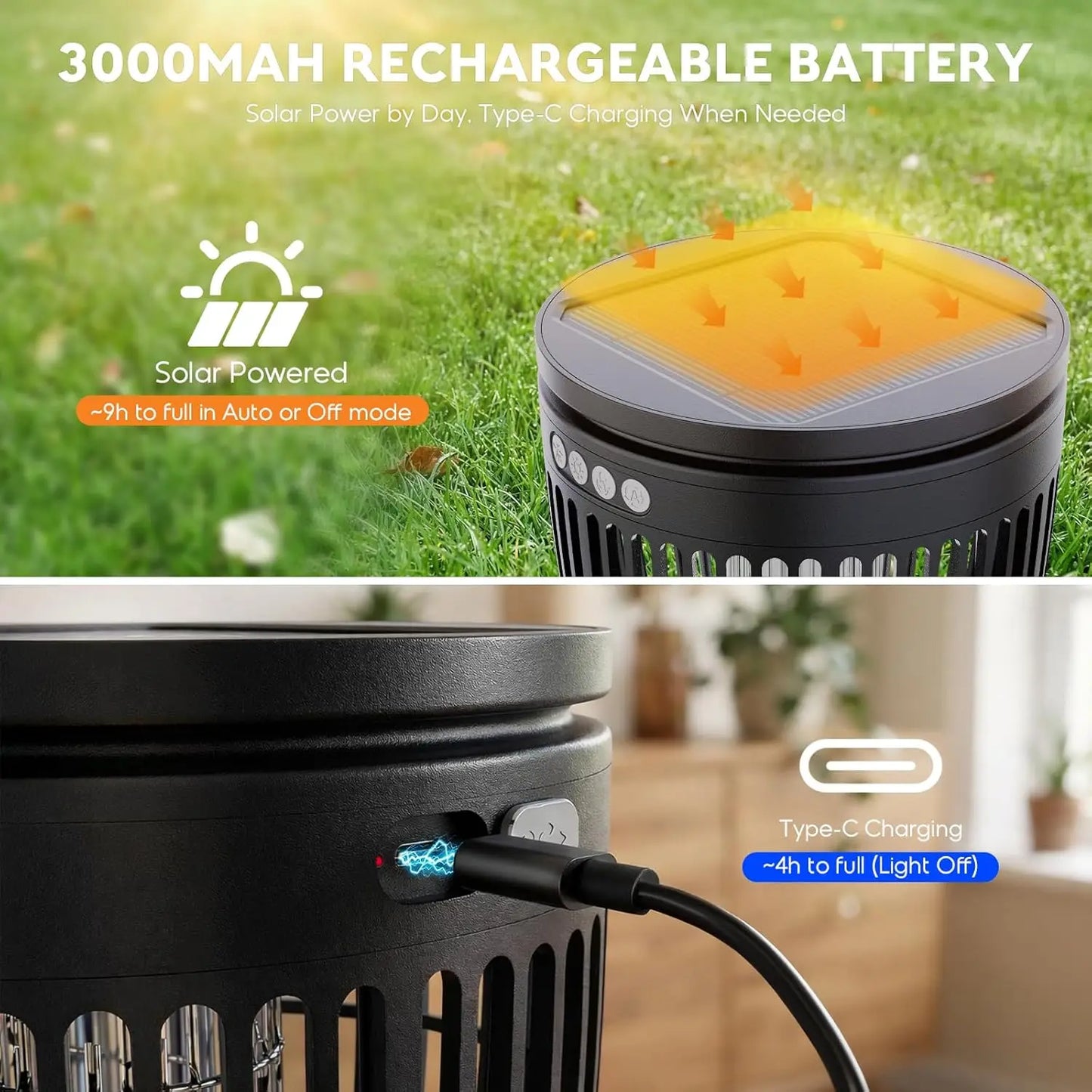 Solar Bug Zapper Outdoor 3 In 1 Mosquito Zapper Yard
