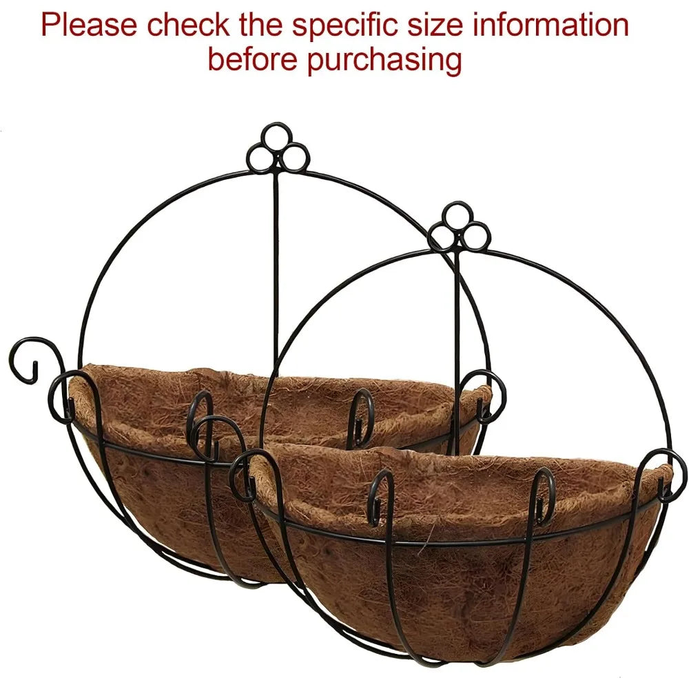 Two Pack Wall Hanging Planter Baskets With Coco Liners For Indoor Outdoor
