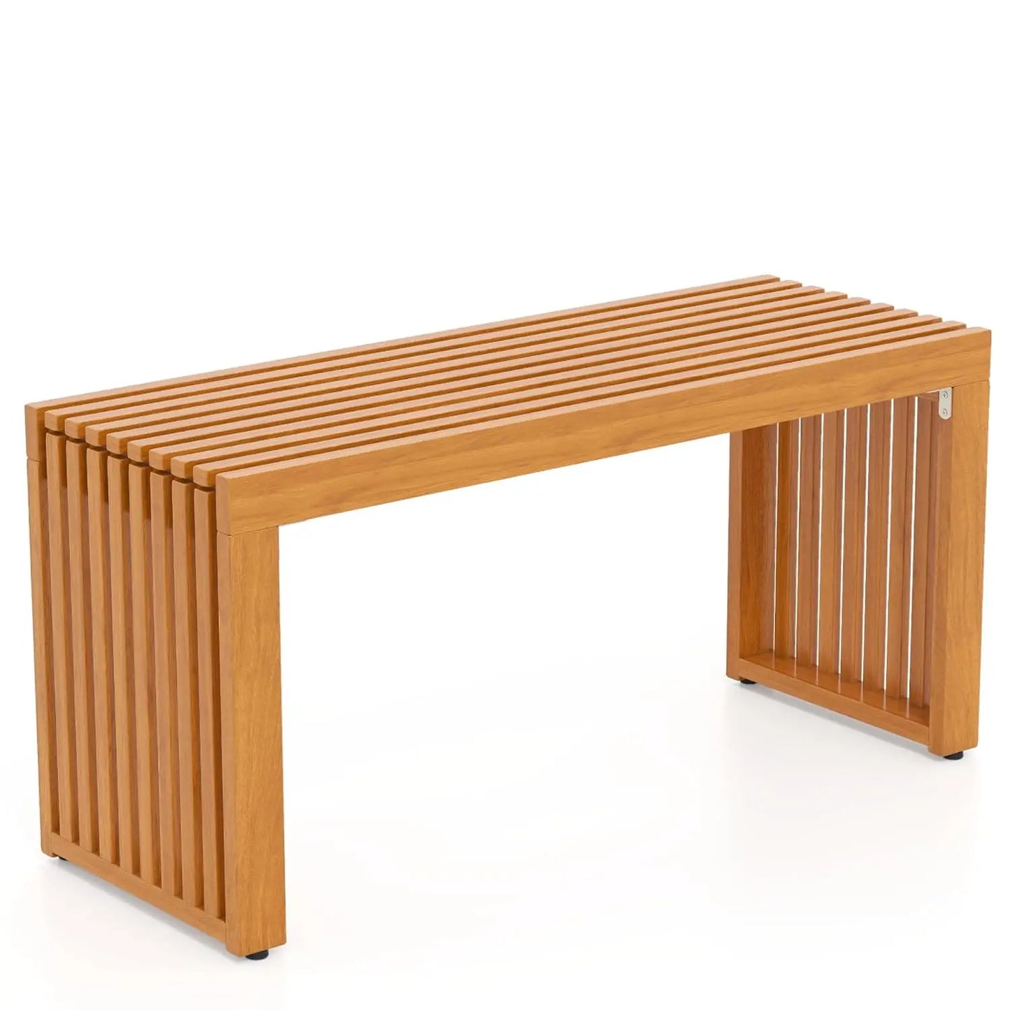 Acacia Wood Patio Bench Outdoor Backless Seating For Two