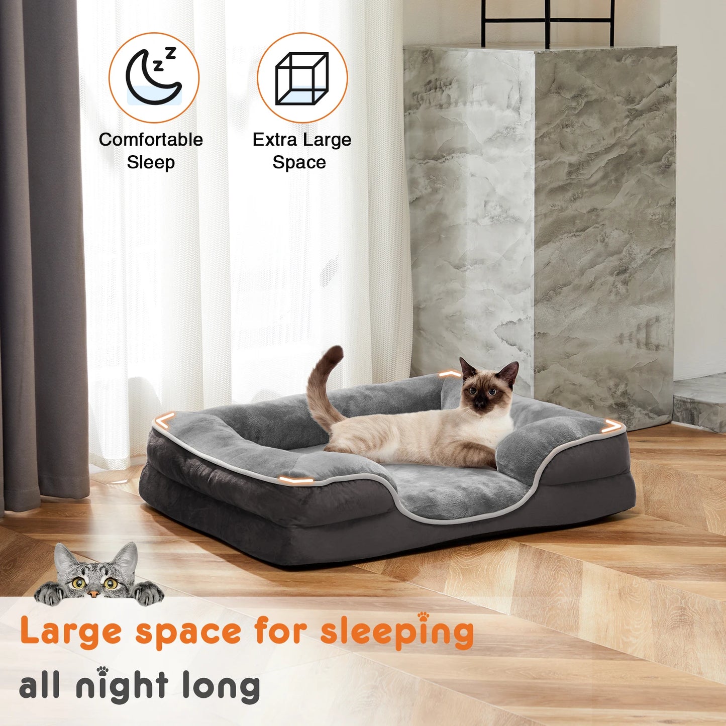 JHK Orthopedic Memory Foam Dog Bed With Washable Cover