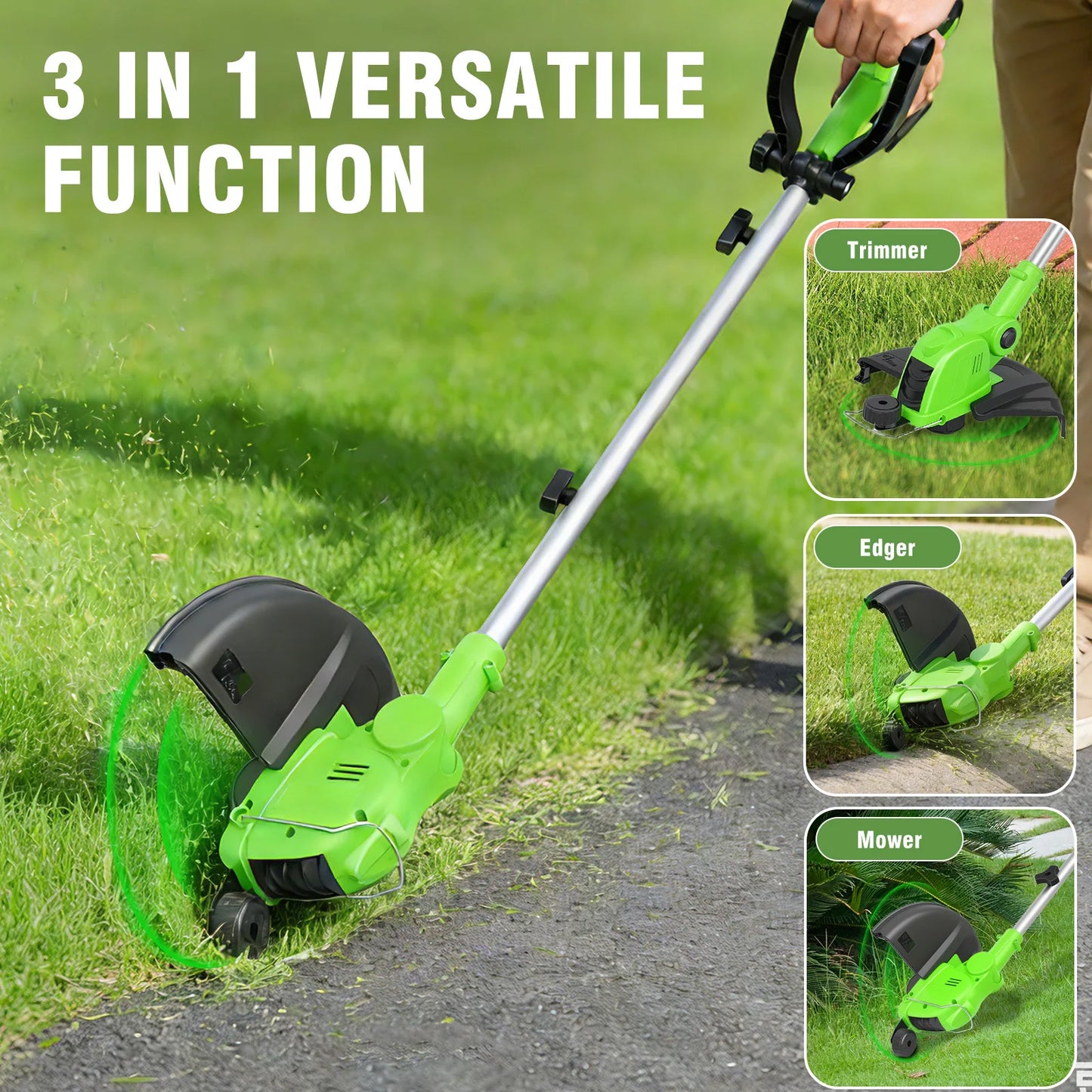 Cordless String Trimmer With Rotatable Head And Included Batteries
