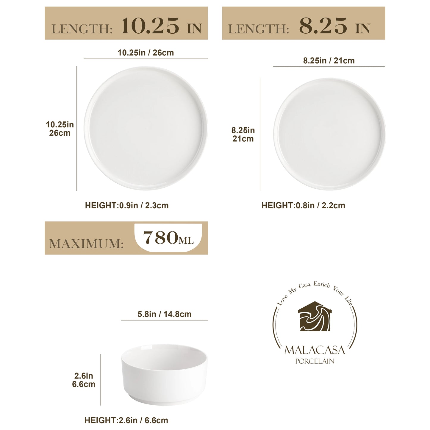 MALACASA Leah Porcelain Dinnerware Set For Everyday Dining