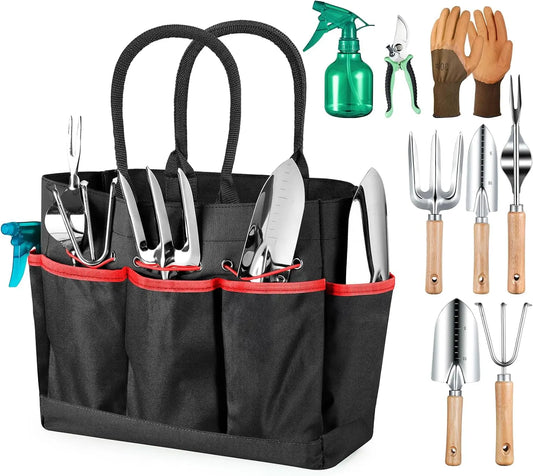 9-Piece Heavy Duty Gardening Tools Set With Rust-Proof Organizer Bag