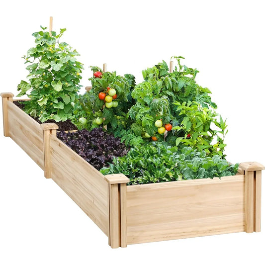 Wooden Raised Garden Bed Divisible Planter For Flowers Veggies