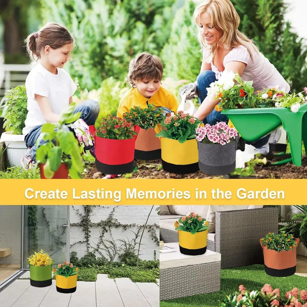 Breathable Fabric Plant Pots With Handles For Outdoor Garden Use