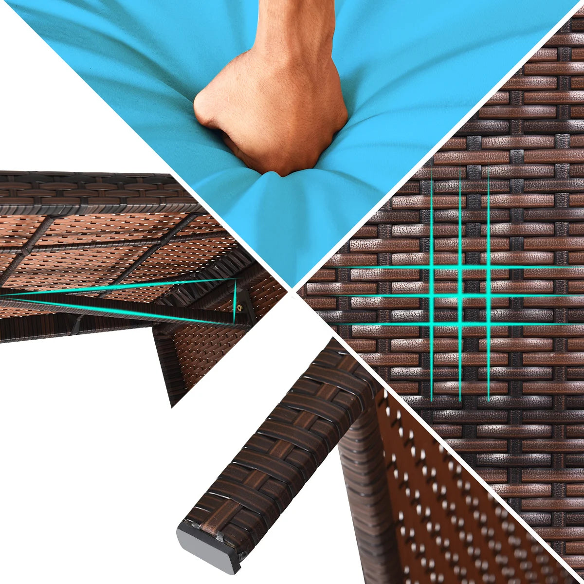 PIYRQ Outdoor Rattan Sectional Sofa Set With Coffee Table