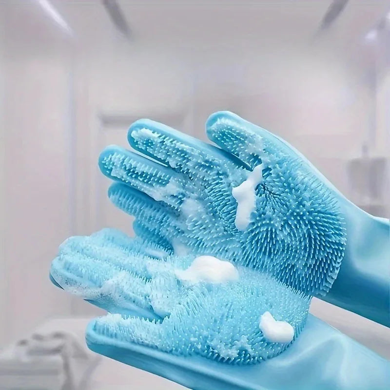 Ergonomic Silicone Cleaning Gloves for Kitchen and Pet Care