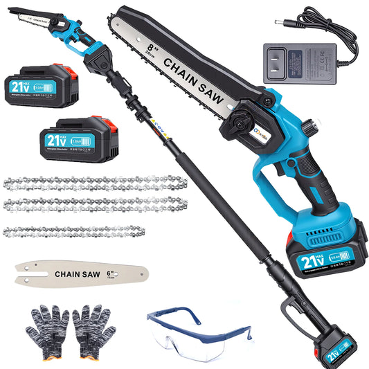Two-In-One Cordless Pole Saw And Mini Chainsaw Tree Trimmer Extension Pole