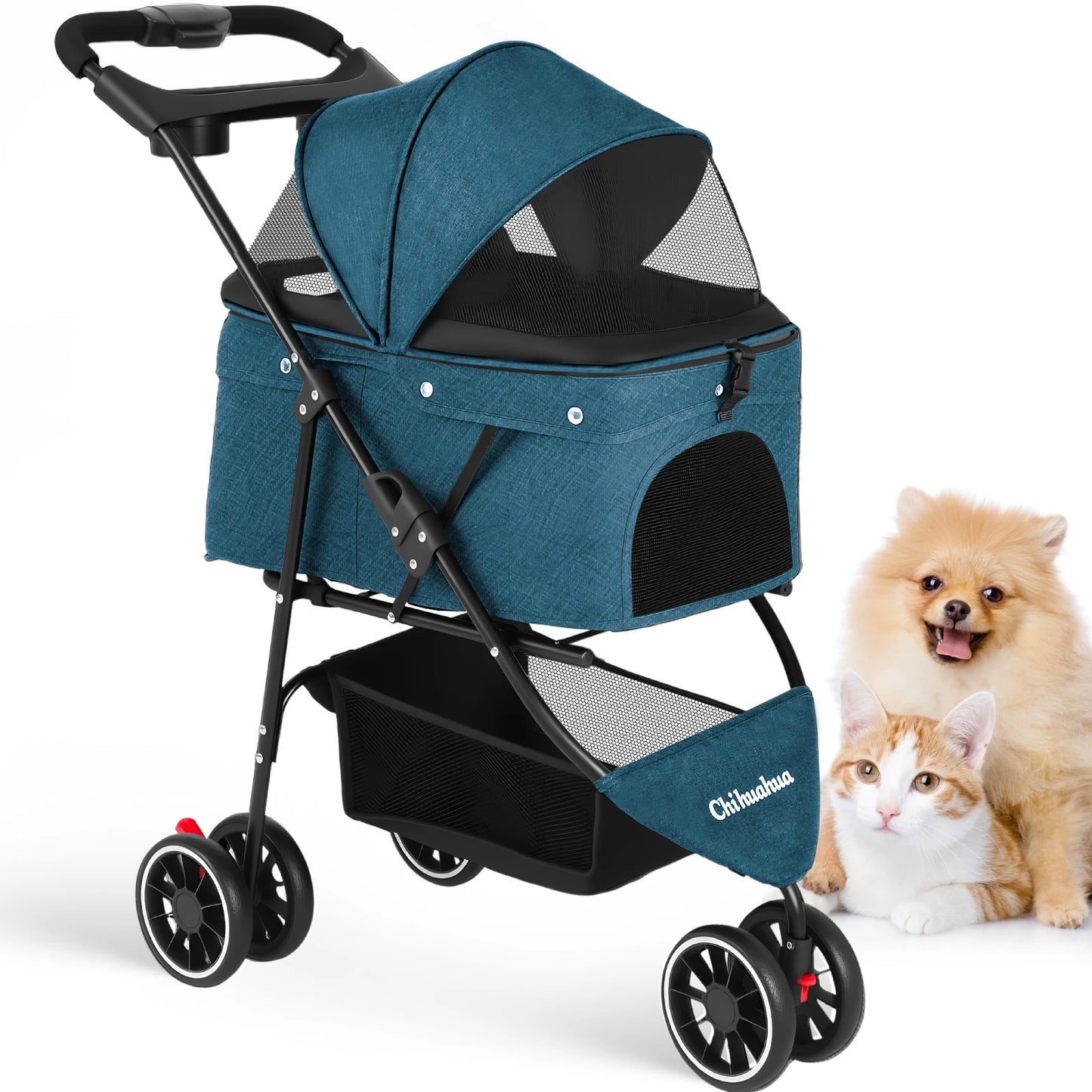 Chihuahua Pet Stroller for Small Dogs and Cats Foldable Carrier