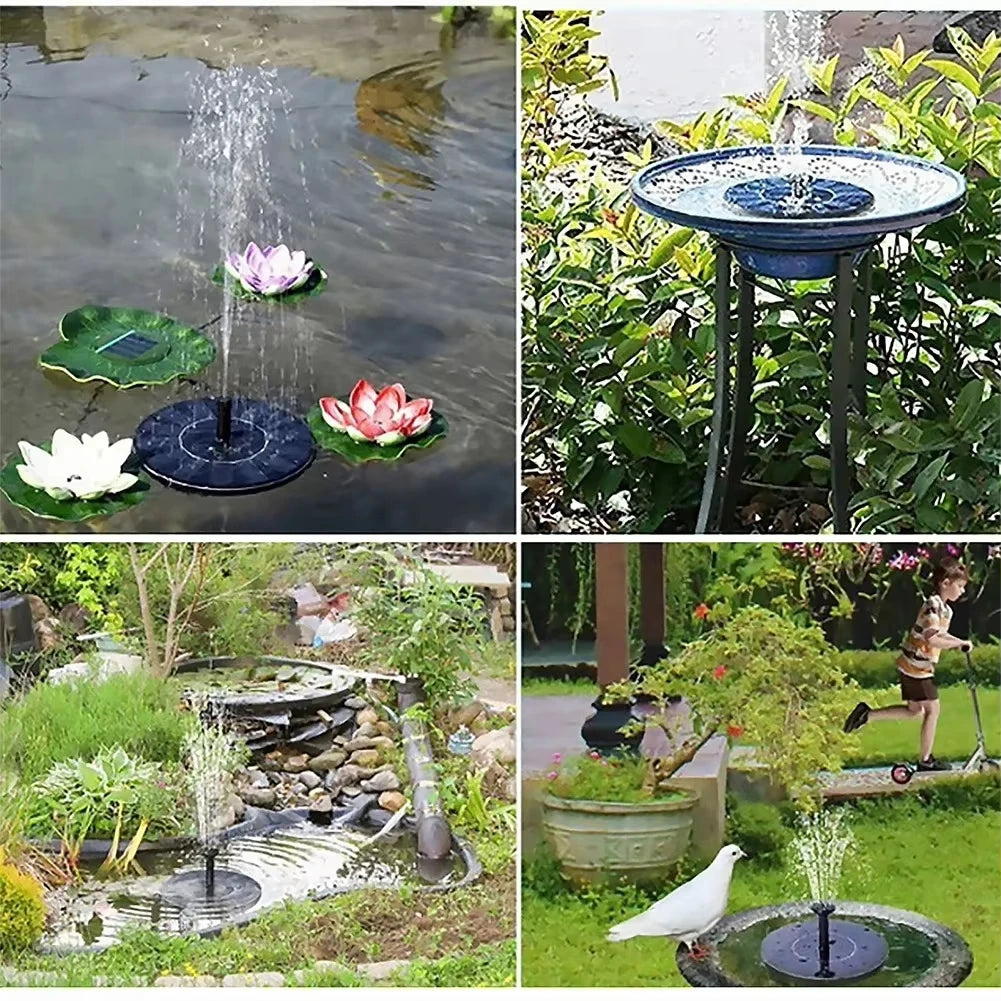 Solar Fountain Pump With Floating Panel 4 Nozzles Garden Pond