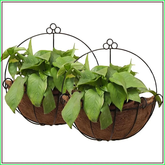 Two Pack Wall Hanging Planter Baskets With Coco Liners For Indoor Outdoor