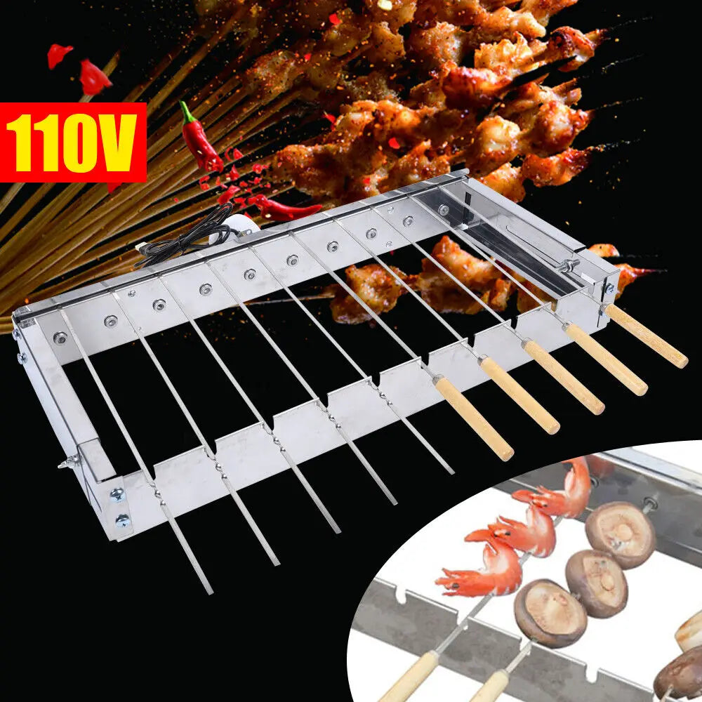 Bymaocar Automatic Kebab Rotating Rotisserie Grill Skewers Set