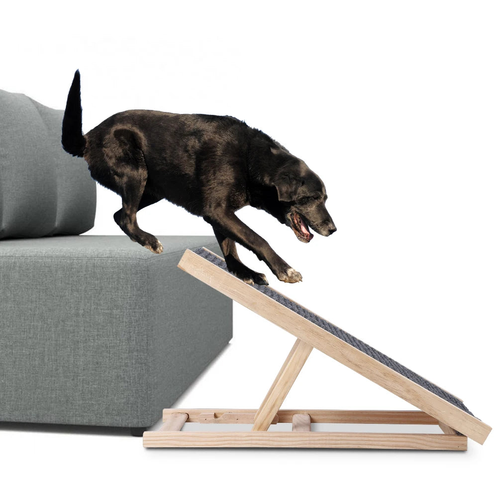 HiMISS Wooden Dog Ramp Adjustable Folding Portable Anti Skid