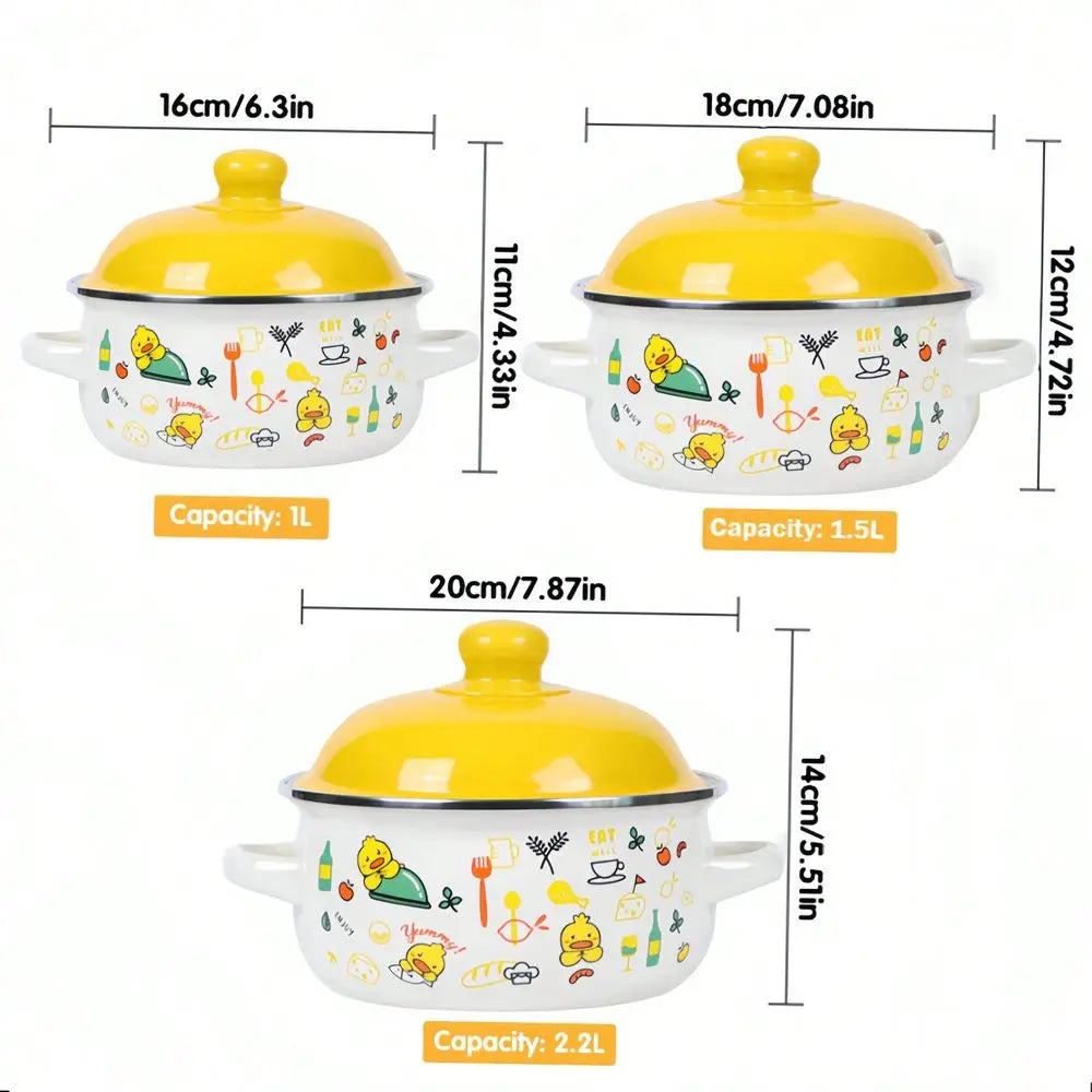 Exquisite 3-Piece Enamel Cookware Set Multifunctional Pots