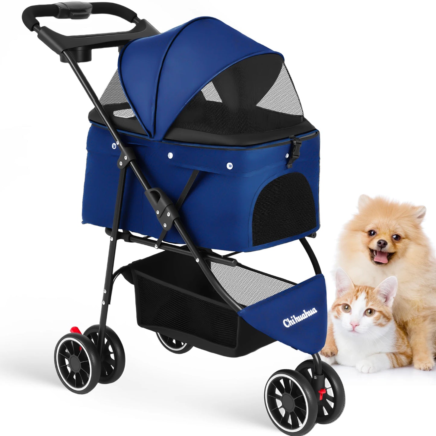 Chihuahua Pet Stroller for Small Dogs and Cats Foldable Carrier
