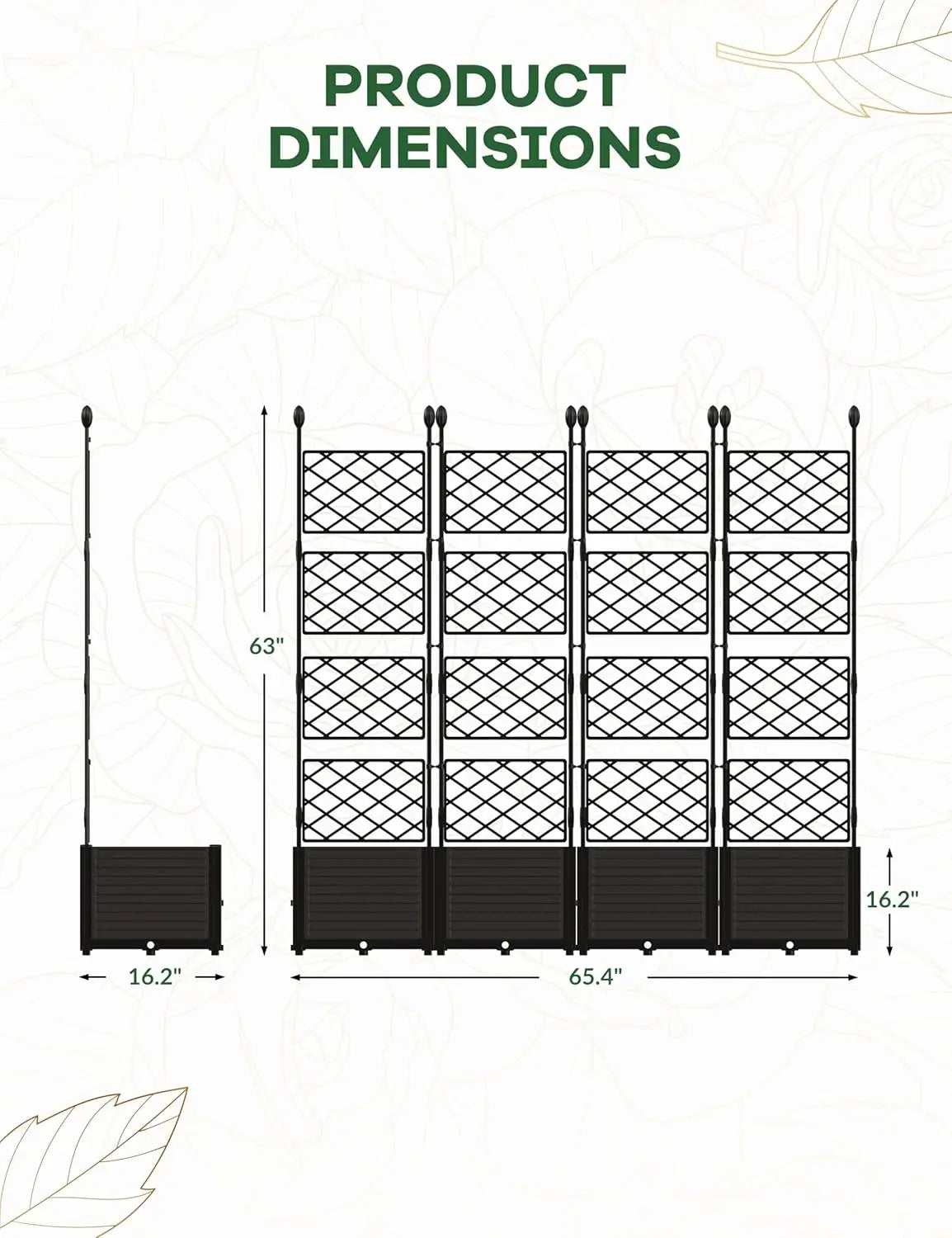 HiMISS Plastic Planter With Metal Trellis For Climbing Plants
