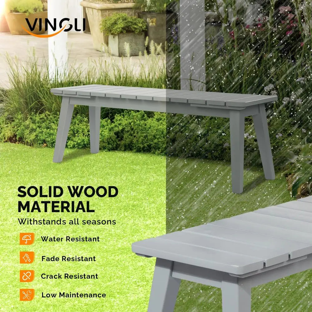 Outdoor Wooden Backless Patio Bench Weatherproof For Garden Porch
