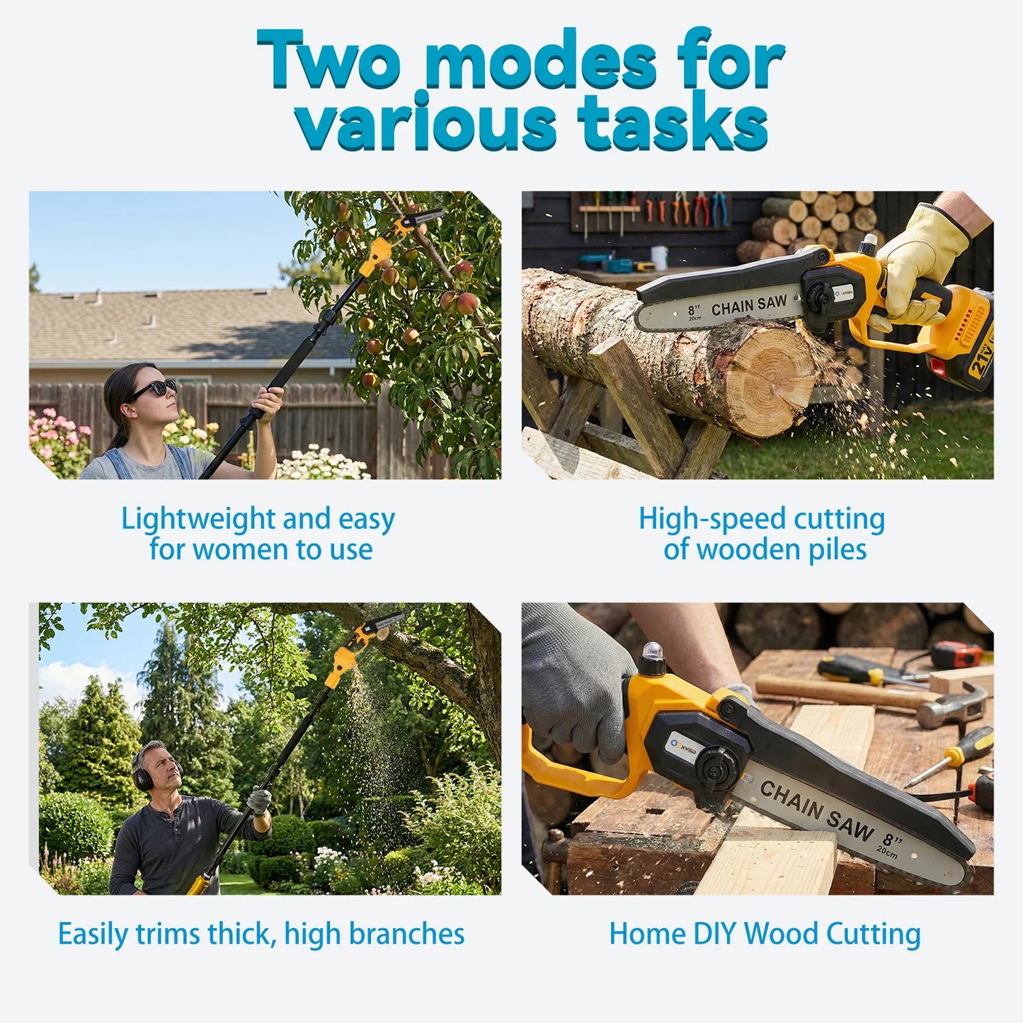 2-In-1 Cordless Extension Pole Saw For Yard Wood Cutting