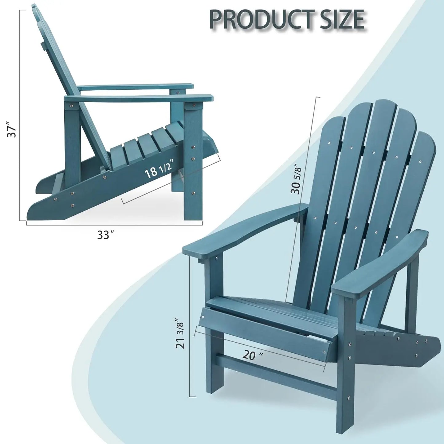 Weather Resistant Adirondack Chair For Outdoor Patio And Yard