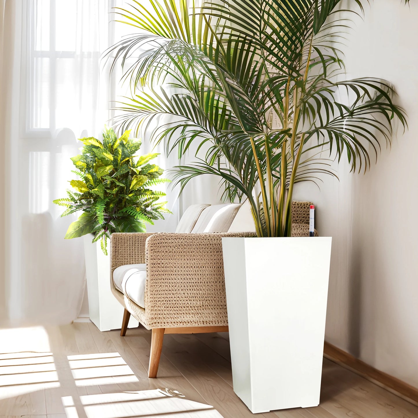 Two Pack Indoor Outdoor Planter Pots With Drainage Auto Watering