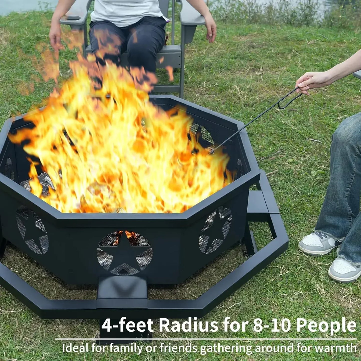 Octagonal Wood Burning Fire Pit With Heavy Duty Construction