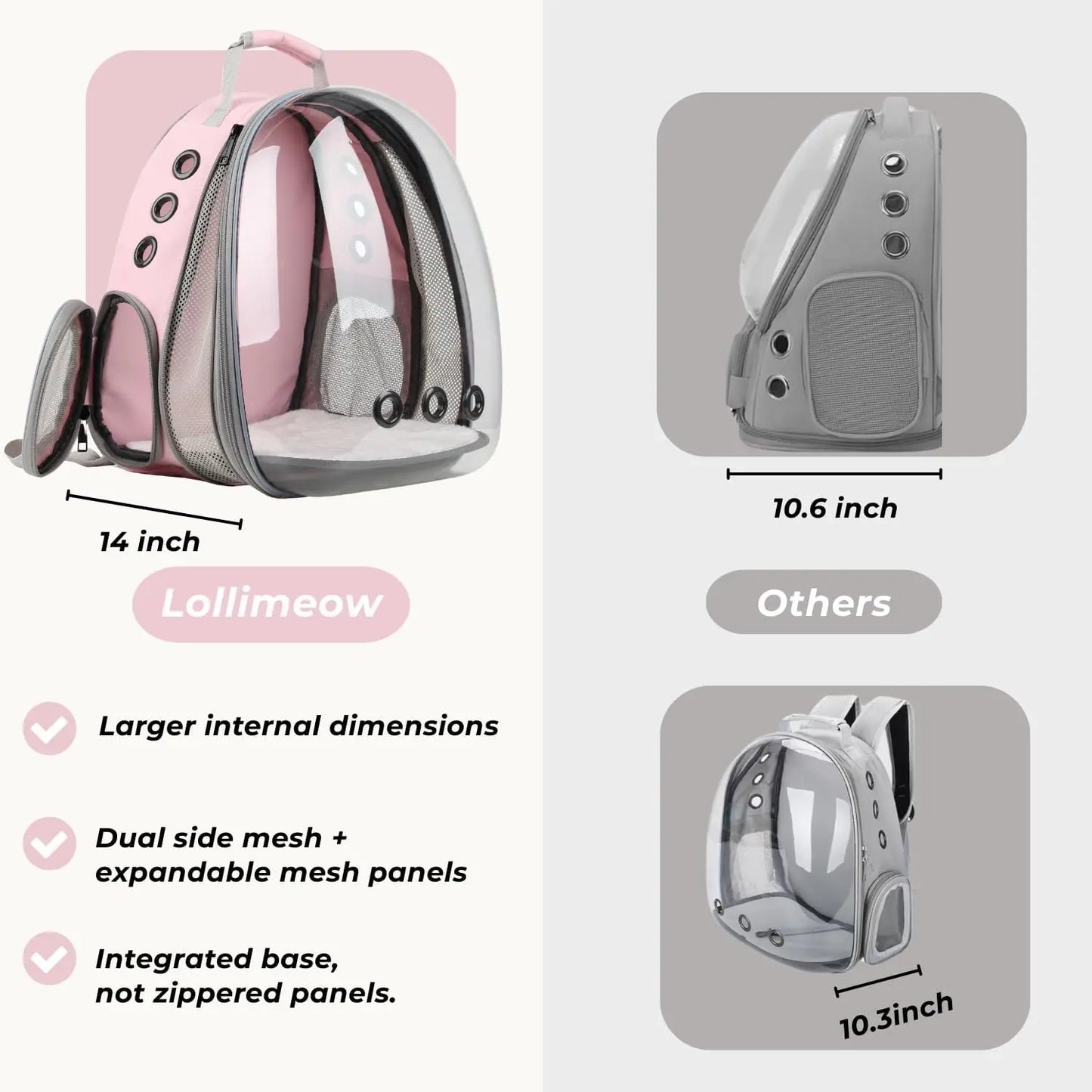 Cat Carrier Backpack With Expandable Bubble Window For Hiking
