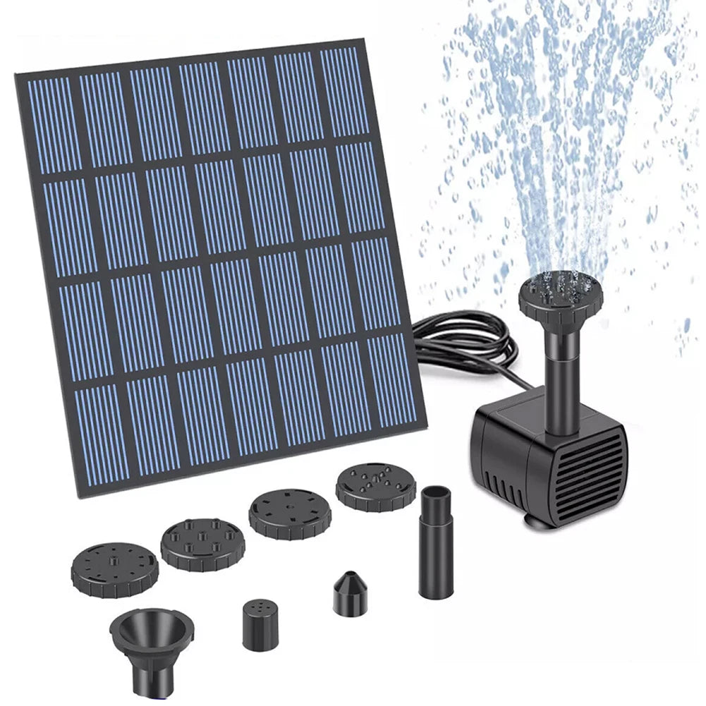 Solar Fountain Pond Pump Kit With Nozzles For Garden Ponds