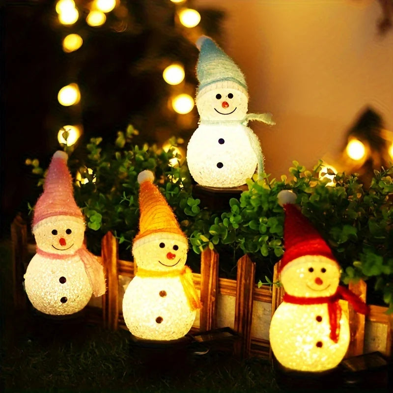 Solar Powered Snowman Lights 4 Piece Outdoor Garden String Set
