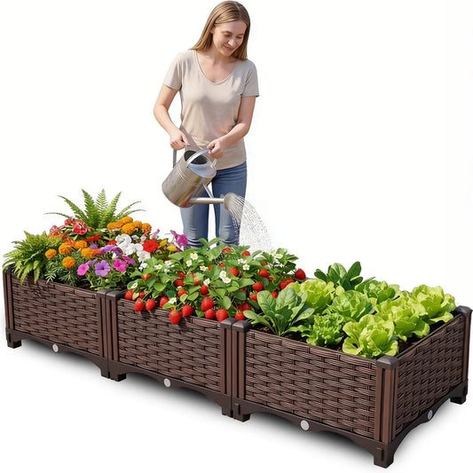 Rectangular Raised Garden Bed Kit Outdoor Plastic Planter Grow Box