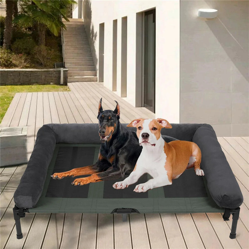 BORWART Outdoor Raised Dog Bed With Cooling Breathable Plush Mat