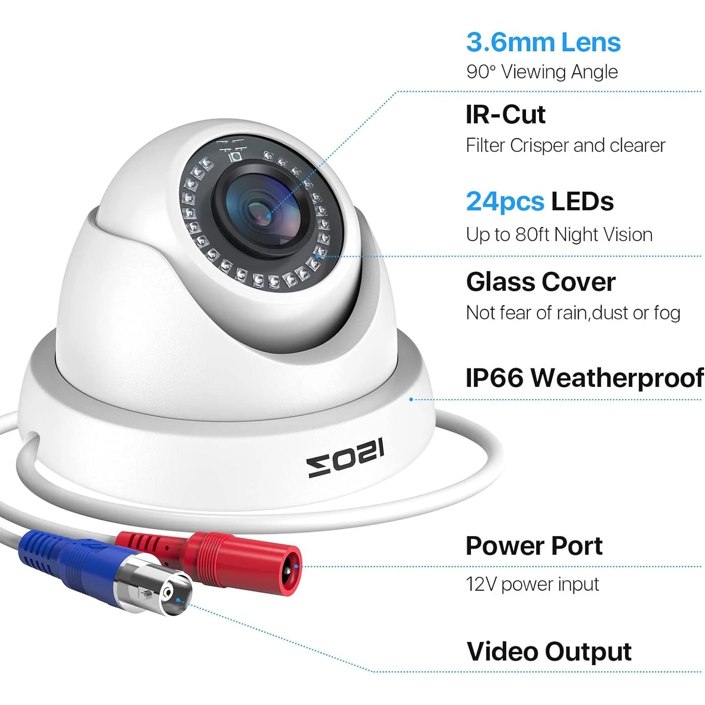 ZOSI 2MP Security Cameras Kit Indoor Outdoor CCTV Dome System