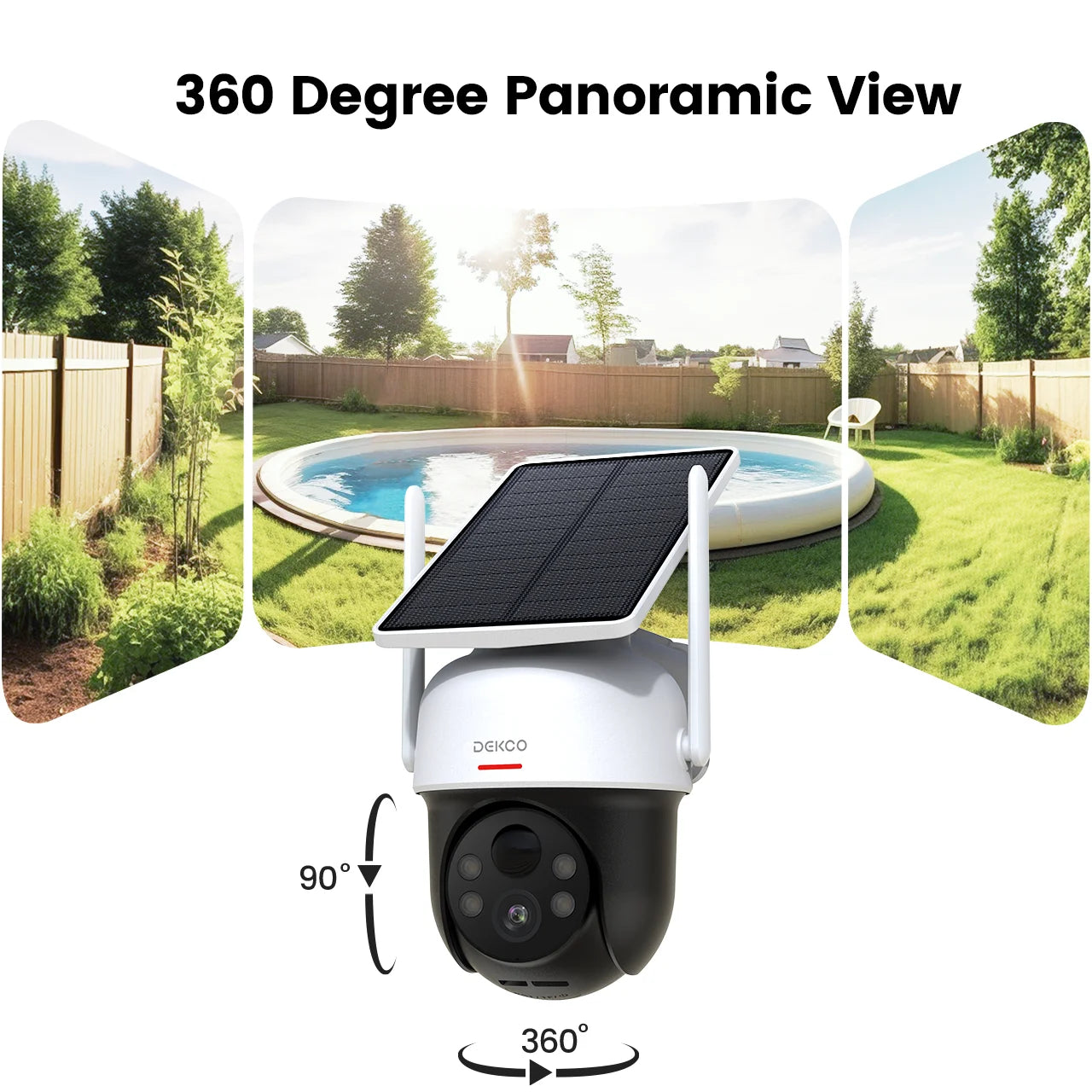 Dekco Solar WiFi Camera 3MP Wireless Battery PTZ Security