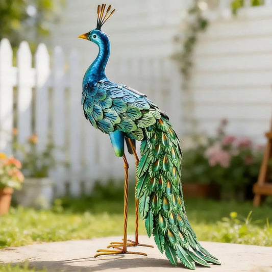 Peacock Metal Garden Statue For Yard, Patio And Lawn Decor