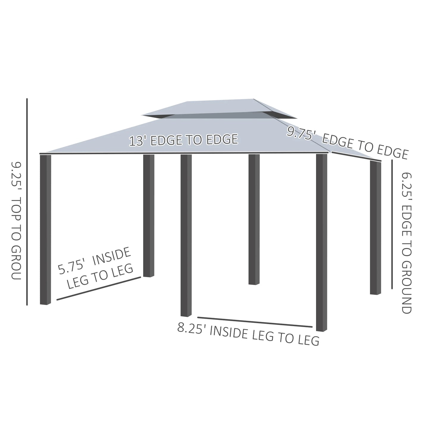 Outsunny Two Tier Ventilated Canopy Gazebo Shelter Outdoor