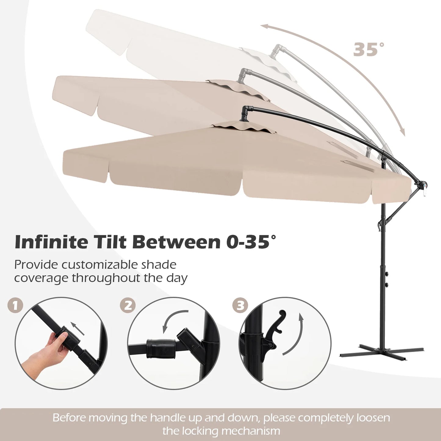 LIFEZEAL Offset Hanging Cantilever Patio Umbrella With Cover