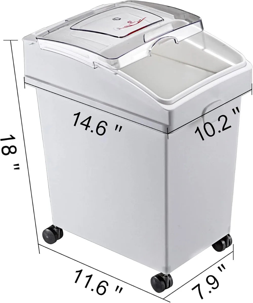 Ingredient Storage Bin With Wheels Sliding Lid And Scoop