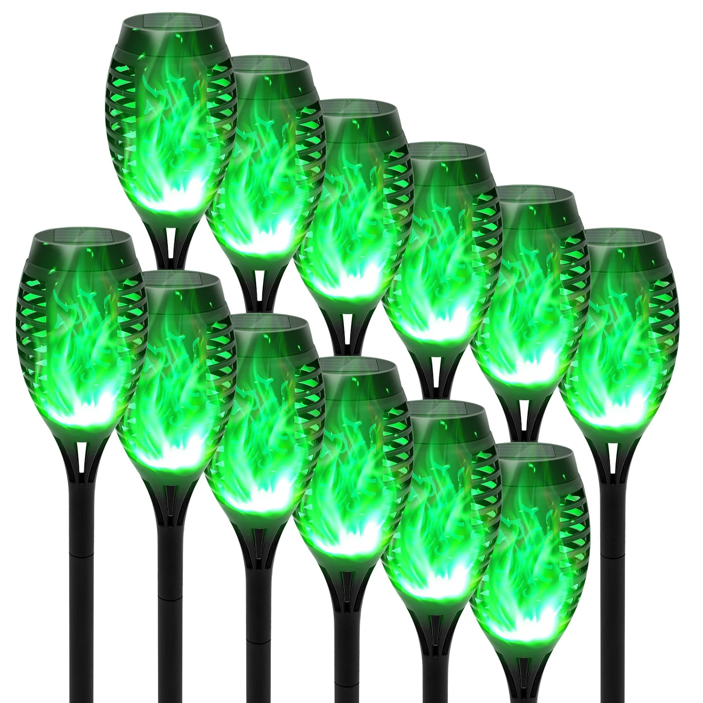 Green Solar Flickering Flame Light Outdoor Waterproof LED Garden Torch