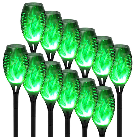 Green Solar Flickering Flame Light Outdoor Waterproof LED Garden Torch